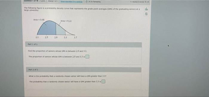 Men View Question In A Poou 12 Ming The Following Figure Is A Probability Density Curve That Represents The Grade Pot Av 1