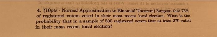 Lo Alqmas A Tads Validadong Da Ni Andw Ay Di Lo Unitaivib Brabante N 4 10pts Normal Approximation To Binomial Theor 1