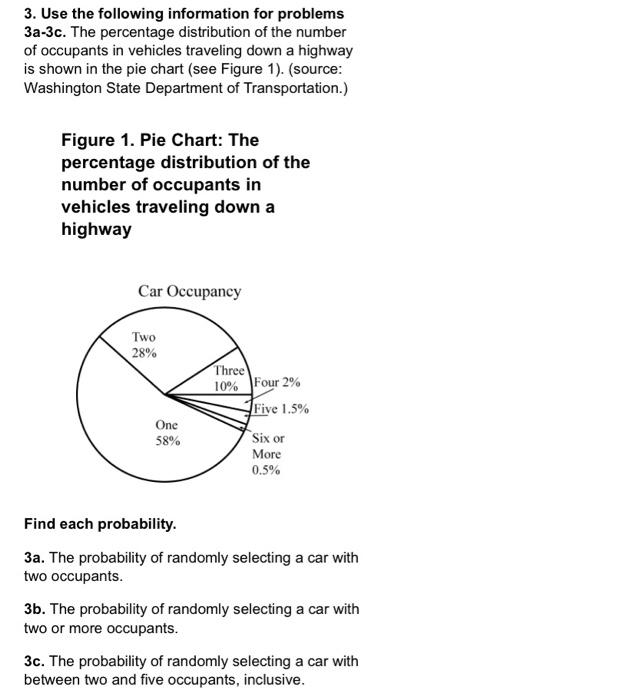 3 Use The Following Information For Problems 3a 3c The Percentage Distribution Of The Number Of Occupants In Vehicles 1