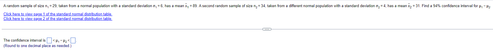 A Random Sample Of Size N 29 Taken From A Normal Population With A Standard Deviation O 6 Has Click Here To View 1