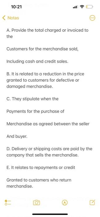 10 21 Notas 1 Gross Income Gross Profit 2 Fob Shipping Point 3 Sales Allowance 4 Cost Of Merchandise Sold 5 Sales D 2