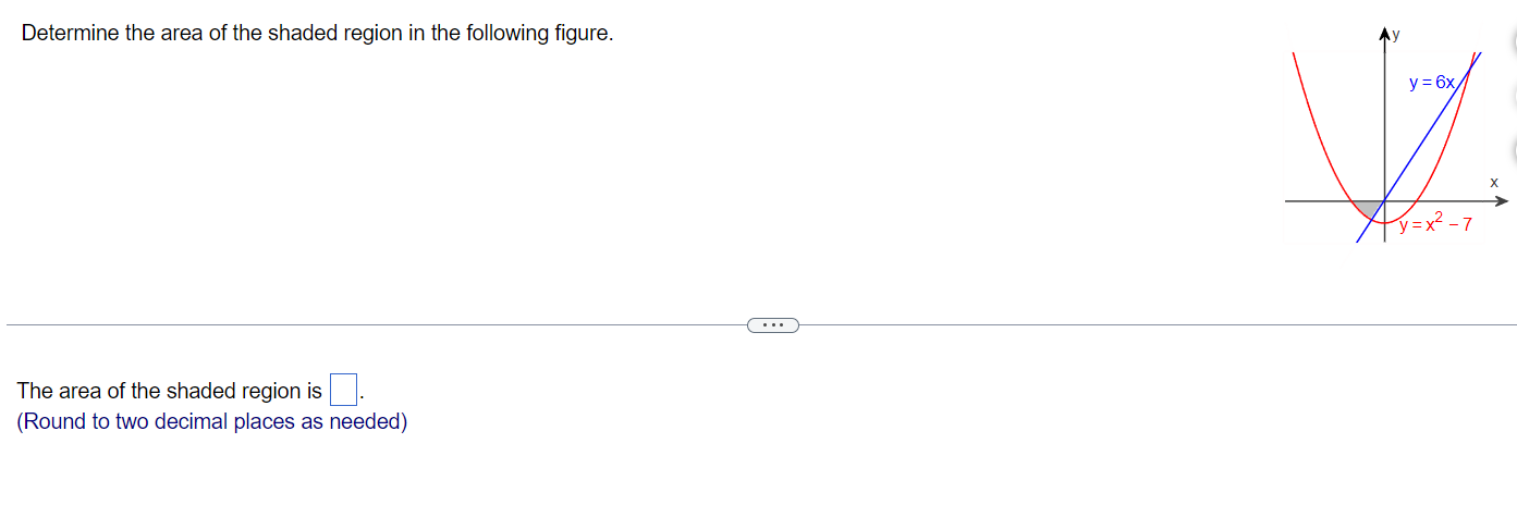 Determine The Area Of The Shaded Region In The Following Figure Remember To Round To Two Decimal Points And Thank You F 1