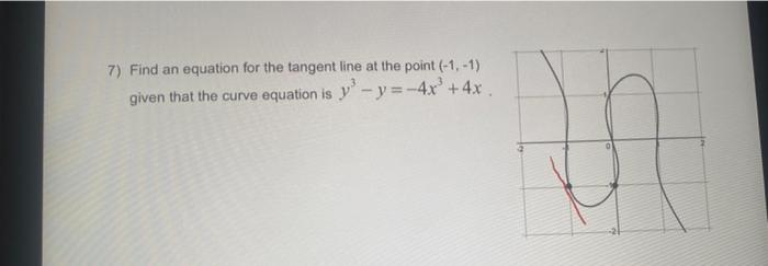 7 Find An Equation For The Tangent Line At The Point 1 1 Given That The Curve Equation Is Y Y 4x 4x H 1