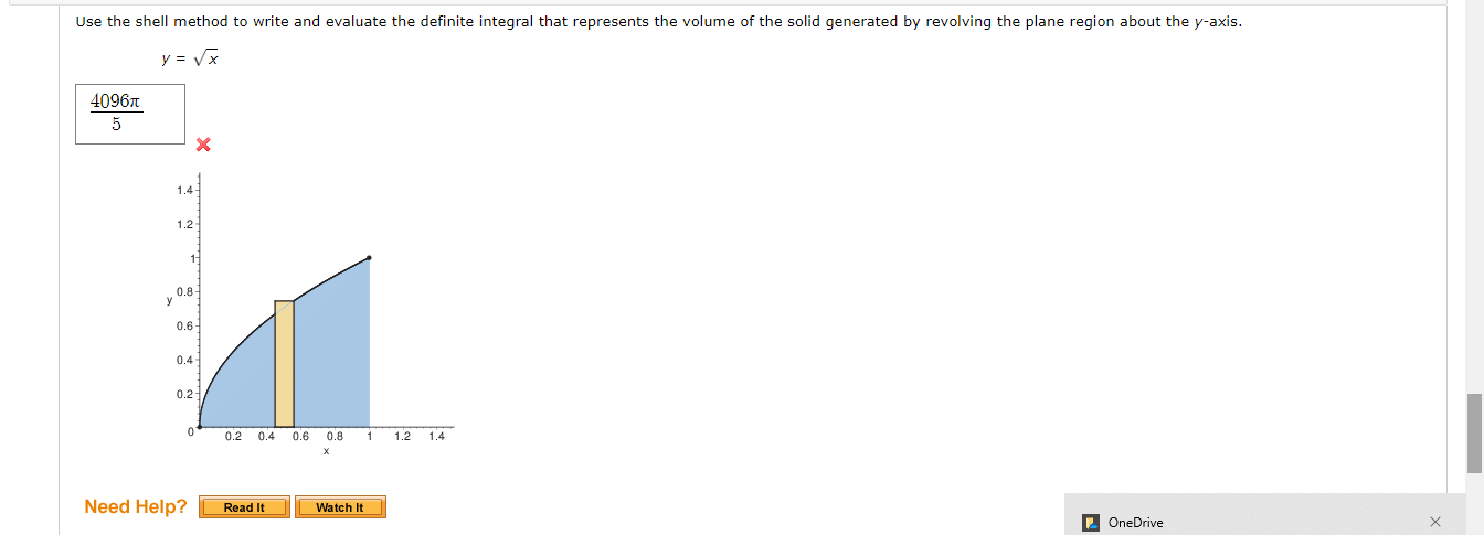 Use The Shell Method To Write And Evaluate The Definite Integral That Represents The Volume Of The Solid Generated By Re 1