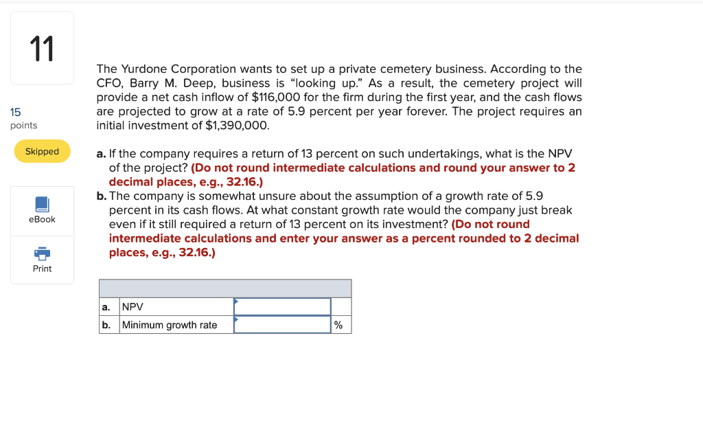 11 The Yurdone Corporation Wants To Set A Private Cemetery Business According To The Cfo Barry M Deep Business Is Lo 1