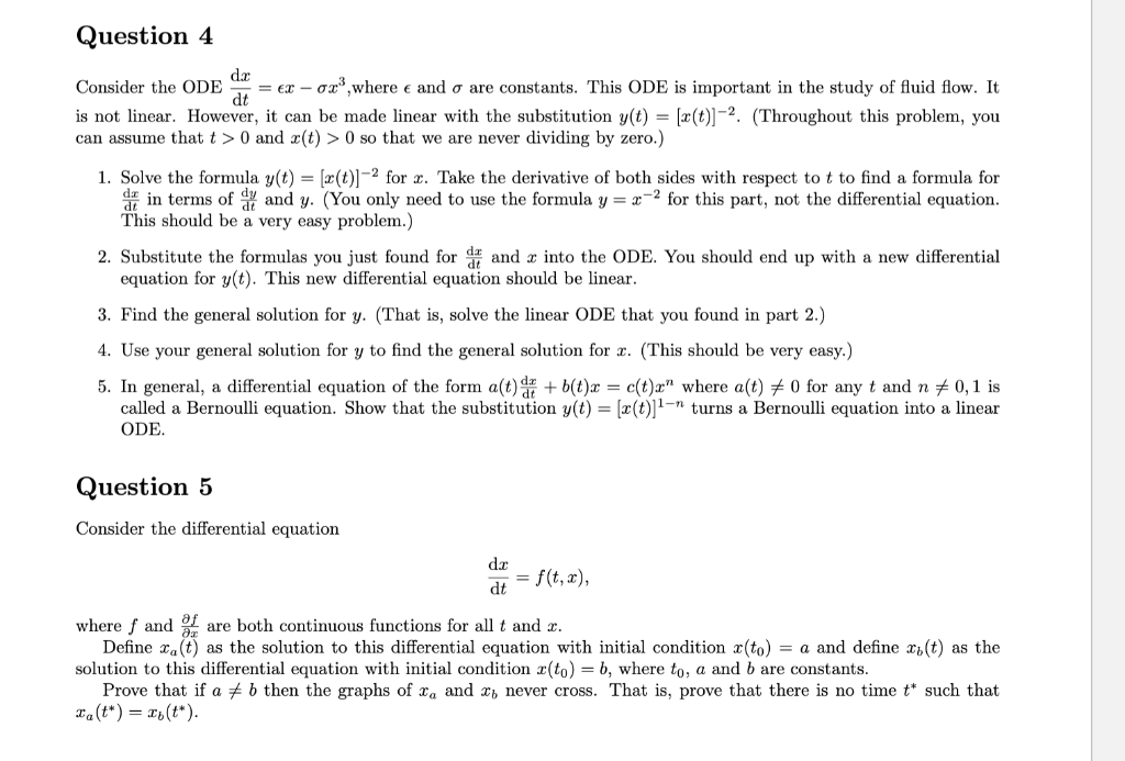 Question 4 Dr Consider The Ode Ex Ox Where E And O Are Constants This Ode Is Important In The Study Of Fluid Flow 1