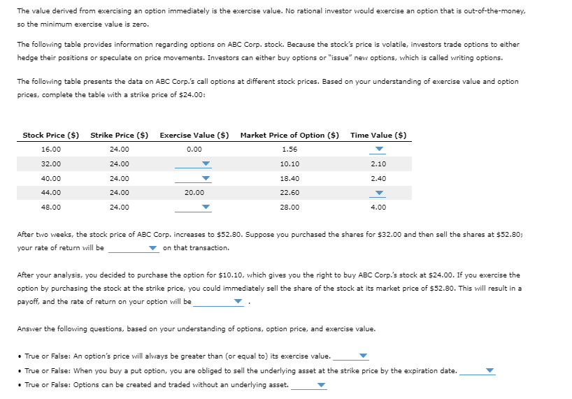 The Value Derived From Exercising An Option Immediately Is The Exercise Value No Rational Investor Would Exercise An Op 1
