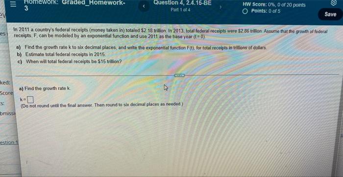 Please Show Work Three Part Question 1