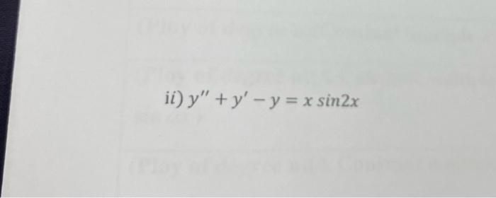 Ii Y Y Y X Sin2x 1