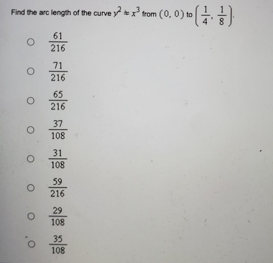 Find The Arc Length Of The Curve Y 2 X O O O O O 3 2 17 28 1 2 2x 1 7 3 In 1952 3 16 X 16 Xa 4 X 2