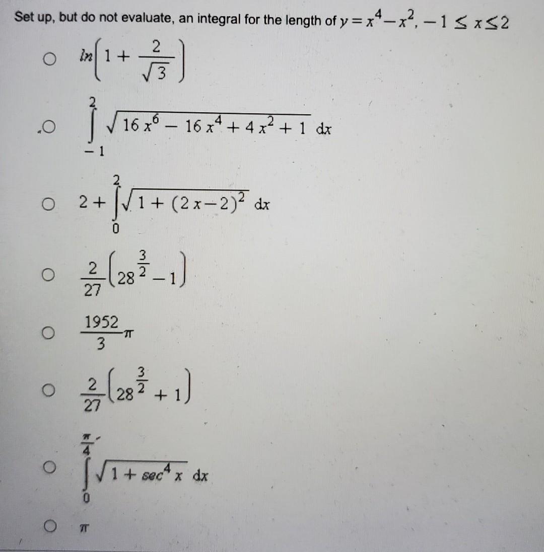 Find The Arc Length Of The Curve Y 2 X O O O O O 3 2 17 28 1 2 2x 1 7 3 In 1952 3 16 X 16 Xa 4 X 3