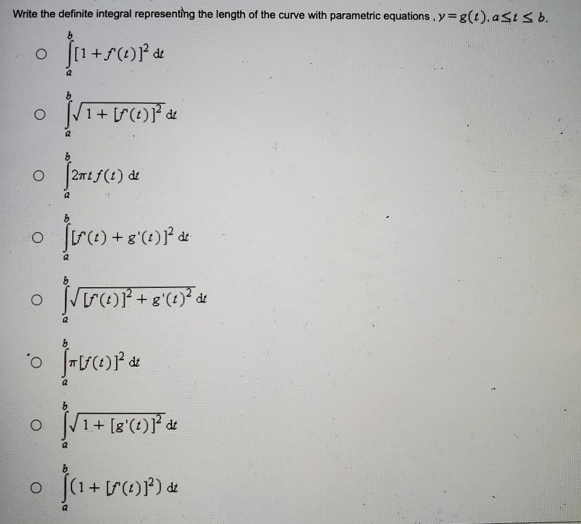 Find The Length Of The Curve X Cos T Y Sin T 0 Ts T O O O O O O O Tt Tt 4 2 S S 2 2 Write The Definite Inte 2