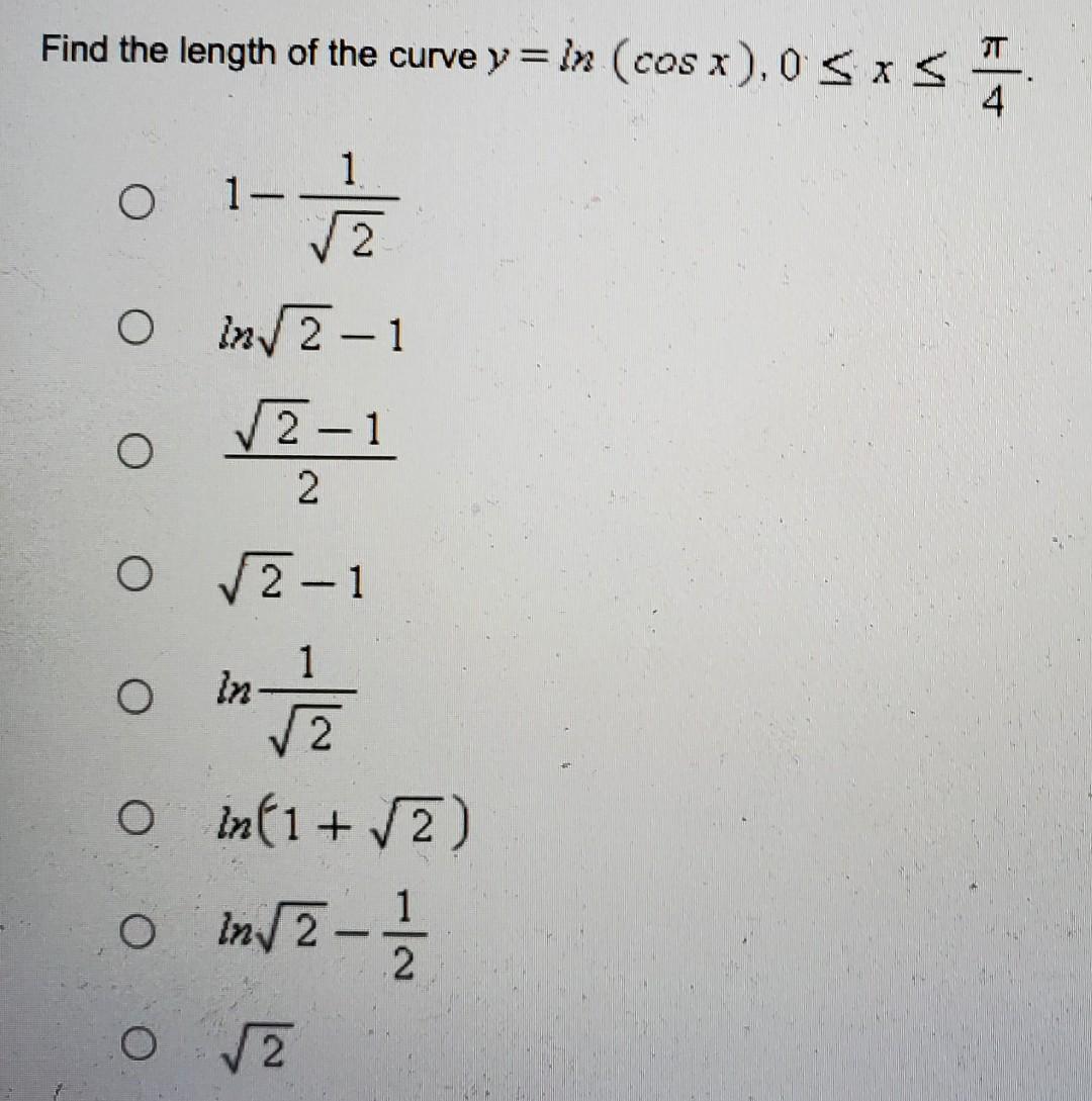 Find The Length Of The Curve X Cos T Y Sin T 0 Ts T O O O O O O O Tt Tt 4 2 S S 2 2 Write The Definite Inte 3