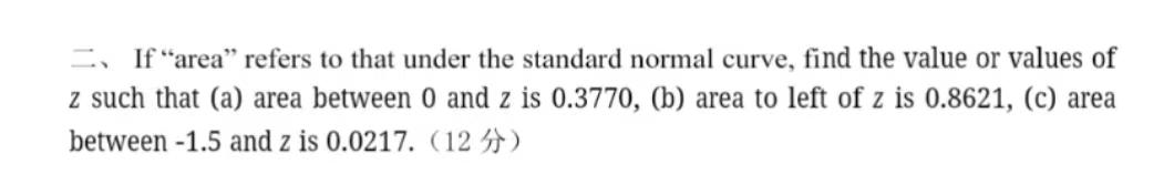 If Area Refers To That Under The Standard Normal Curve Find The Value Or Values Of Z Such That A Area Between 0 And 1