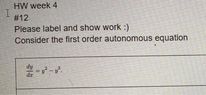 I Hw Week 4 12 Please Label And Show Work Consider The First Order Autonomous Equation Dy Dr Sketch The Equilibri 2
