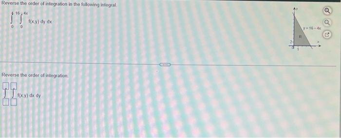 Reverse The Order Of Integration In The Following Integral 4 16 4x Ss 0 0 F X Y Dy Dx Reverse The Order Of Integration 1