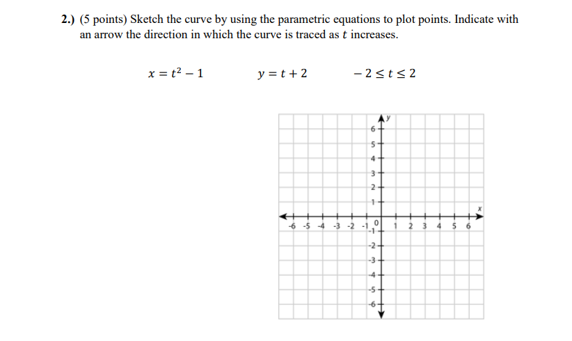 2 5 Points Sketch The Curve By Using The Parametric Equations To Plot Points Indicate With An Arrow The Direction I 1