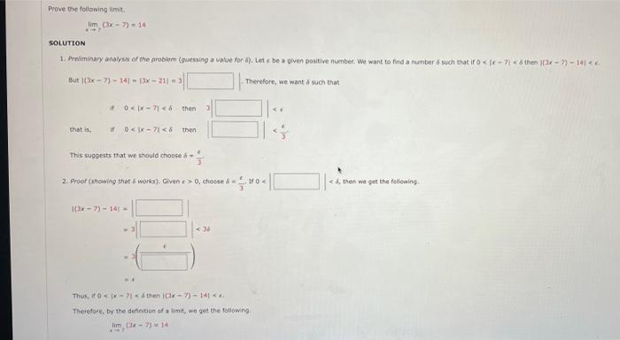 Prove The Following Limit Lim 3x 7 14 7 Solution 1 Preliminary Analysis Of The Problem Guessing A Value For 8 1