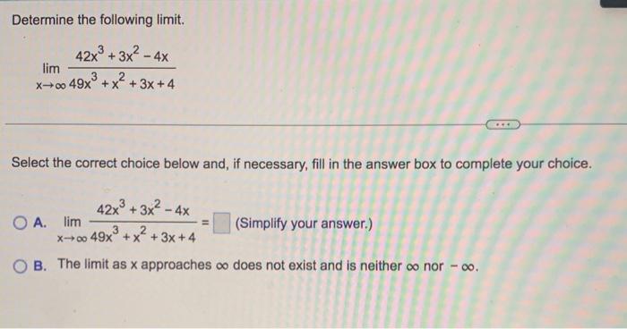 Simplify The Function Algebraically And Find The Limit X 3x 28 Lim X 4x8x 16 Simplify The Given Limit X 3x 28 4