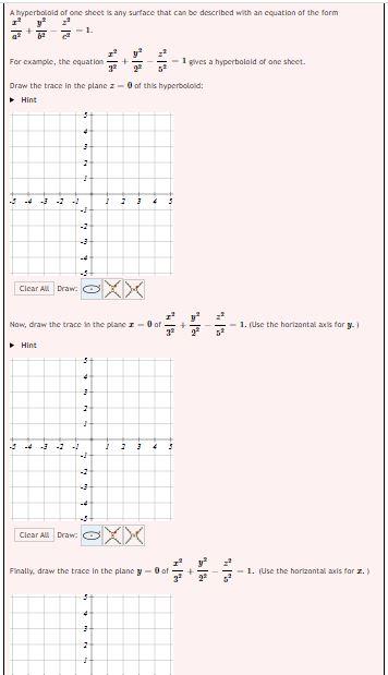 A Hyperboloid Of One Sheet Is Any Surface That Can Be Described With An Equation Of The Form Y 2 For Example The Equa 1