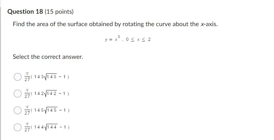 Find The Area Of The Surface Obtained By Rotating The Curve About The X Axis 1