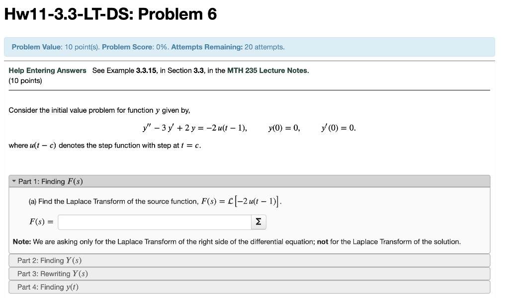 Hw11 3 3 Lt Ds Problem 6 Problem Value 10 Point S Problem Score 0 Attempts Remaining 20 Attempts Help Entering 1