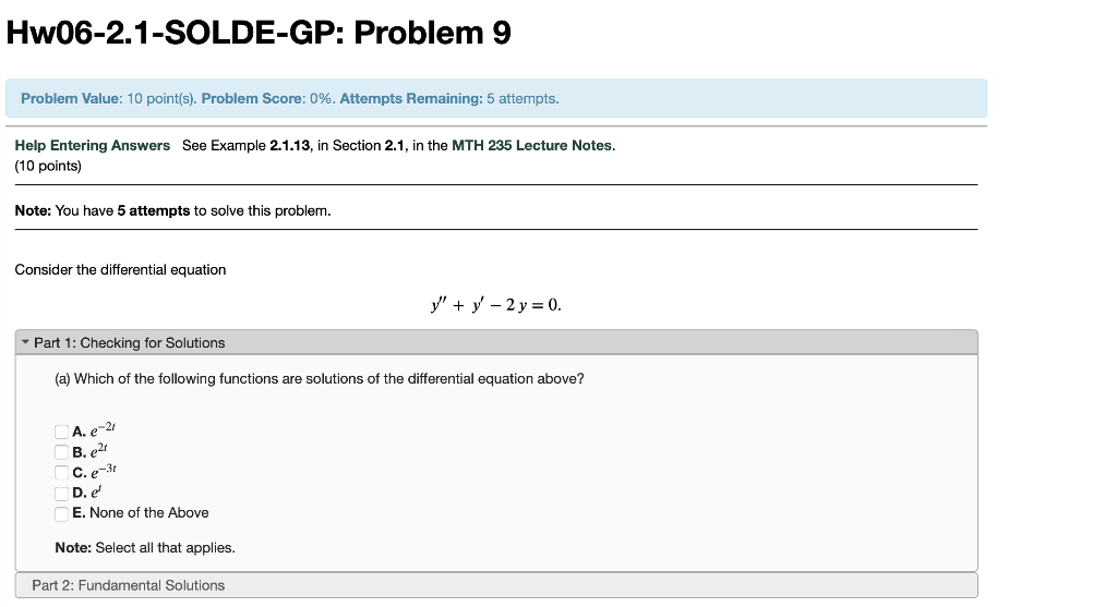 Hw06 2 1 Solde Gp Problem 9 Problem Value 10 Point S Problem Score 0 Attempts Remaining 5 Attempts Help Enterin 1