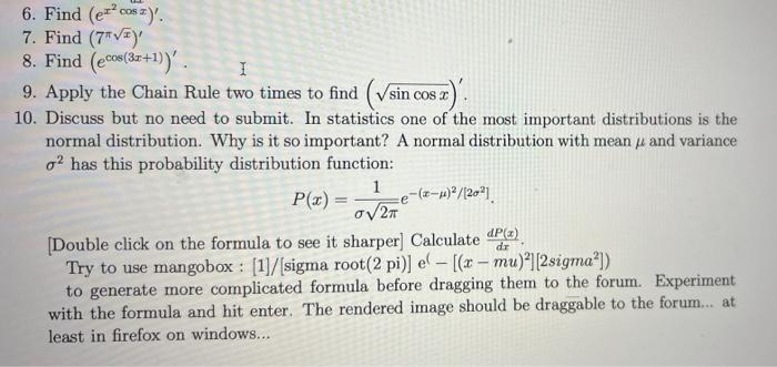 6 Find E Cos Z 7 Find 7 8 Find Ecos 3x 1 I 9 Apply The Chain Rule Two Times To Find Sin Cos Z 10 1