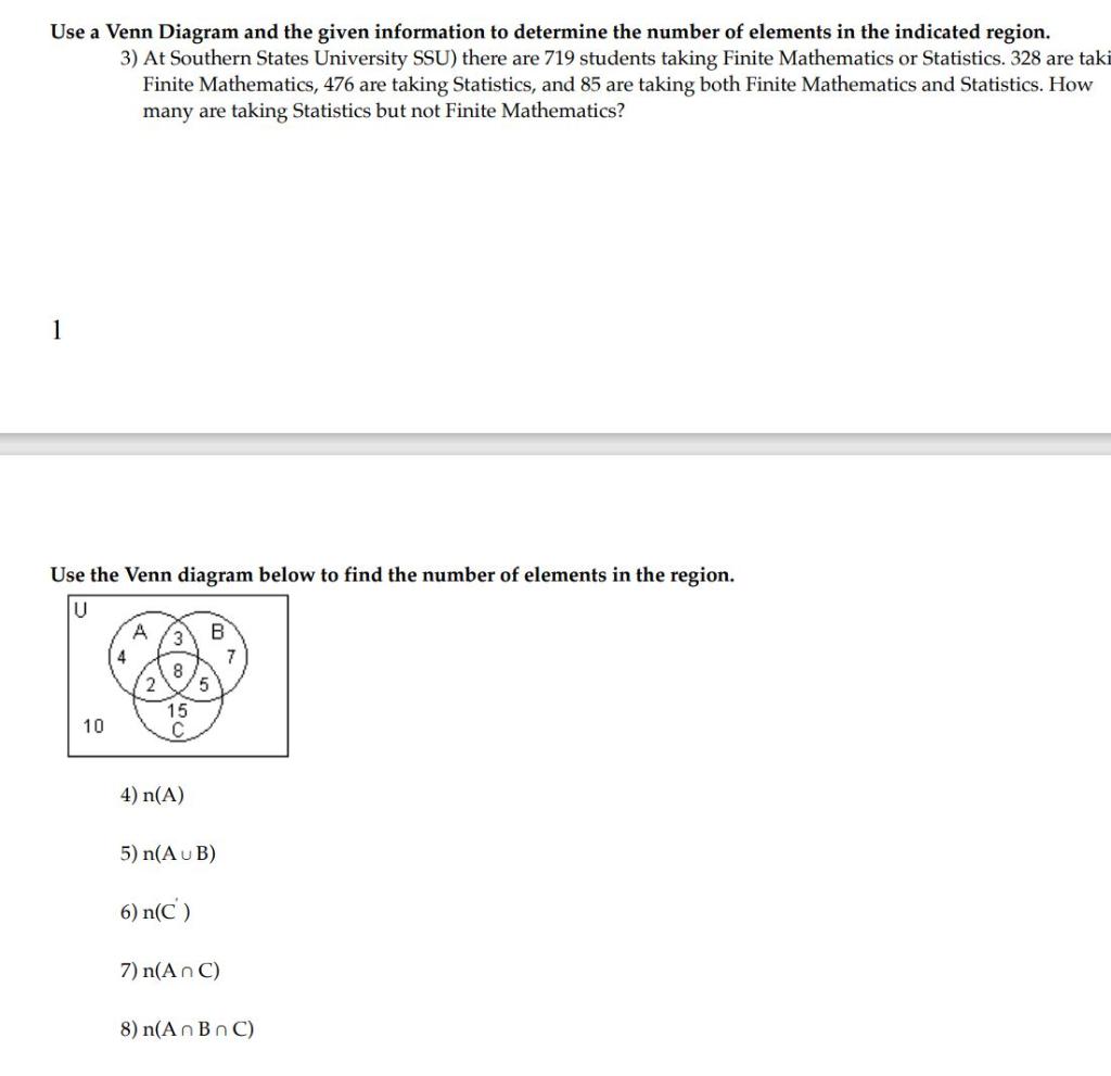 Use a venn diagram and the given information to determine the number of