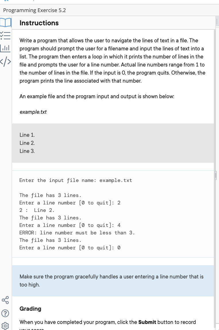 Programming Exercise 5.2 Instructions 23 alı gº @ Write a program that ...
