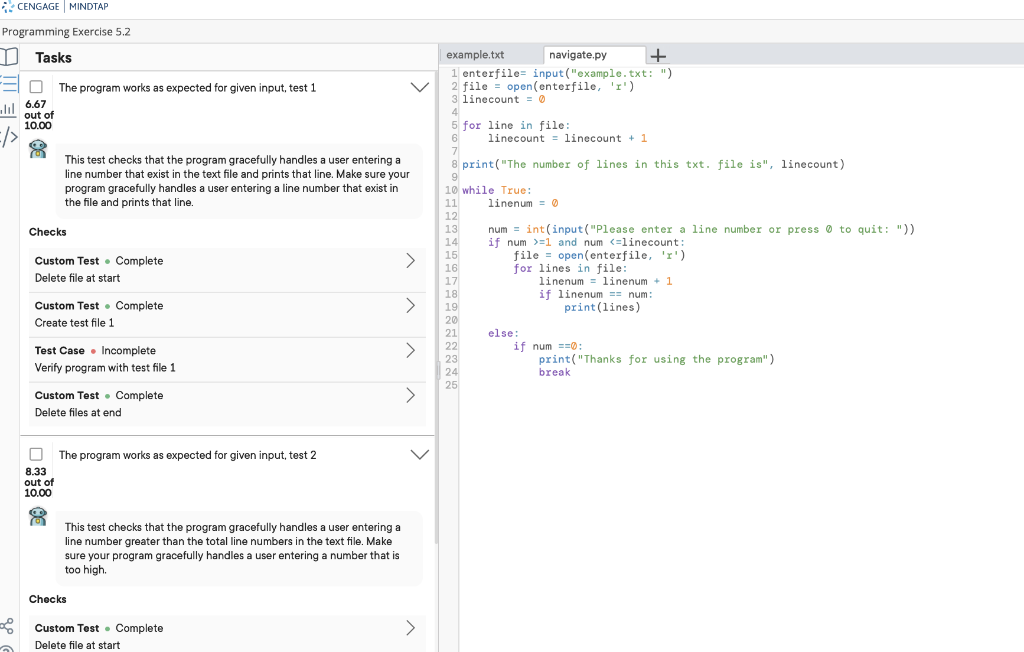 Programming Exercise 5 2 Instructions 23 Ali Go Write A Program That Allows The User To Navigate The Lines Of Text In 2