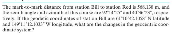 The Mark To Mark Distance From Station Bill To Station Red Is 568 138 M And The Zenith Angle And Azimuth Of This Course 1