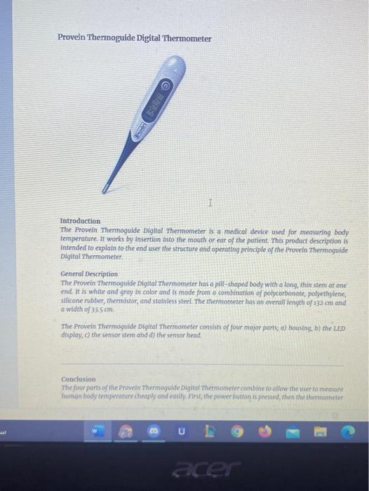 Provein Thermoguide Digital Thermometer 1 Introduction The Proven Thermoguide Digital Thermometer Is A Medical Device Us 1