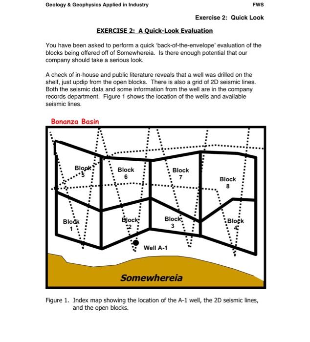 Geology Geophysics Applied In Industry Fws Exercise 2 Quick Look Exercise 2 A Quick Look Evaluation You Have Been As 1