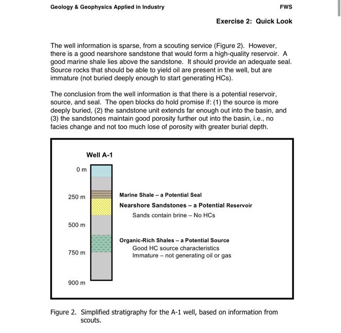 Geology Geophysics Applied In Industry Fws Exercise 2 Quick Look Exercise 2 A Quick Look Evaluation You Have Been As 2