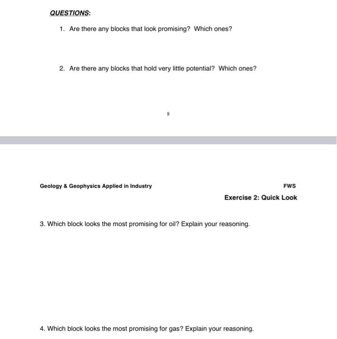 Geology Geophysics Applied In Industry Fws Exercise 2 Quick Look Exercise 2 A Quick Look Evaluation You Have Been As 9