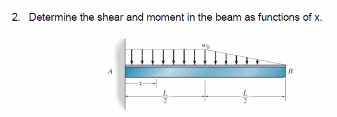2 Determine The Shear And Moment In The Beam As Functions Of X B 1