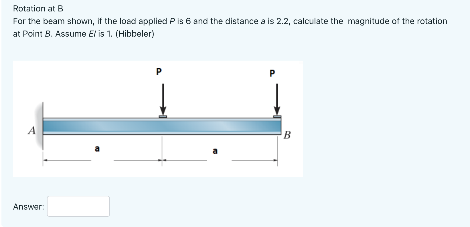 Rotation At B For The Beam Shown If The Load Applied P Is 6 And The Distance A Is 2 2 Calculate The Magnitude Of The R 1