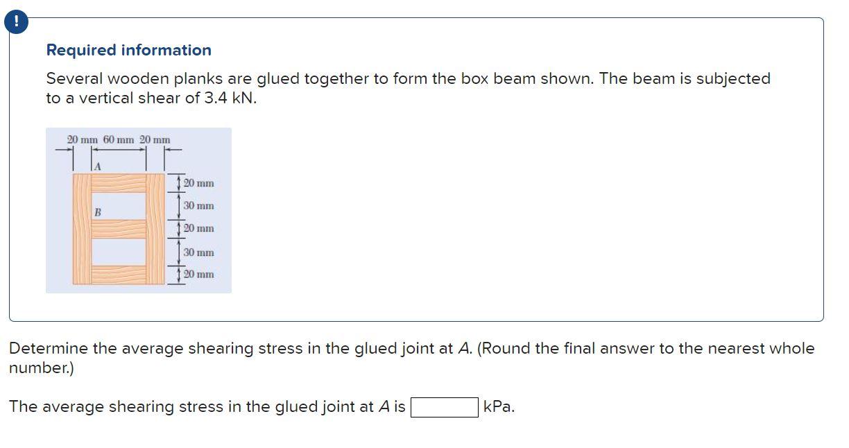 Required Information Several Wooden Planks Are Glued Together To Form The Box Beam Shown The Beam Is Subjected To A Ver 1