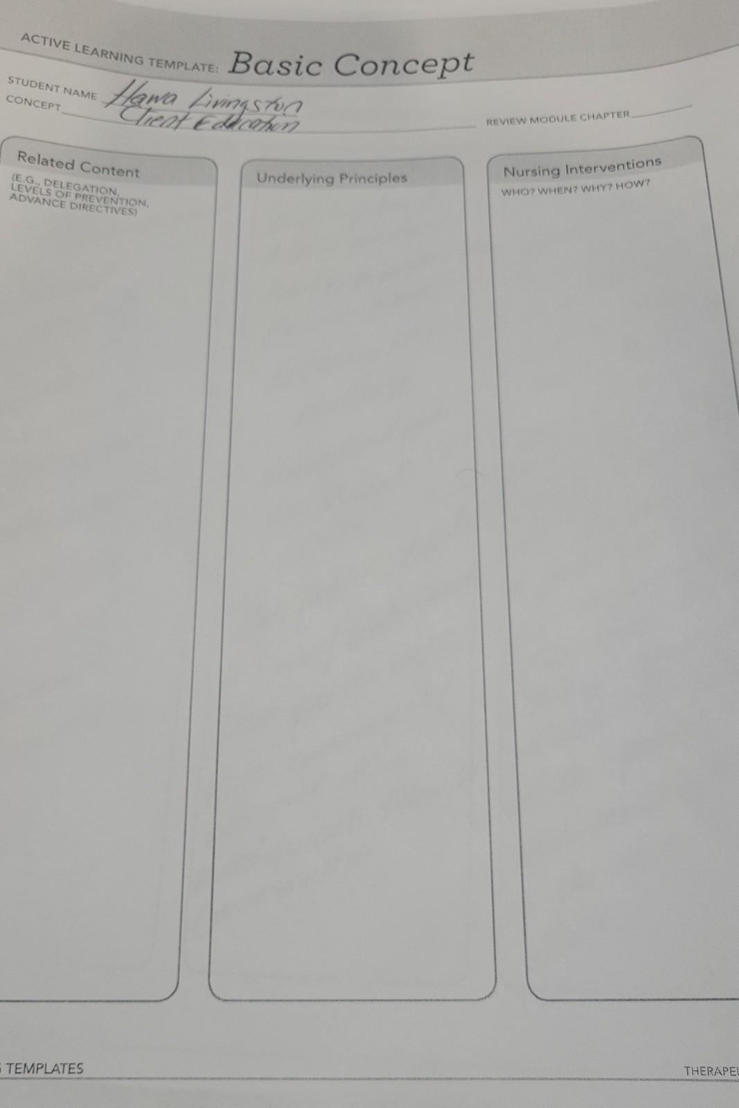 Active Learning Template Student Name Basic Concept Have Fining Song Cheat Concept Review Module Chapter Related Conten 1
