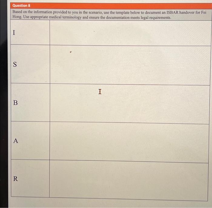 Scenario 2 Mrs Fel Hong Questions 8 13 Refer To This Scenario On Sunday At 1000hrs You Are Assigned To Admit A New C 2