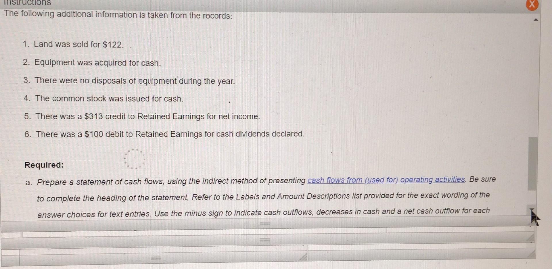 Statement Of Cash Flows Instructions Labels And Amount Descriptions Statement Of Cash Flows Instructions The Comparative 4