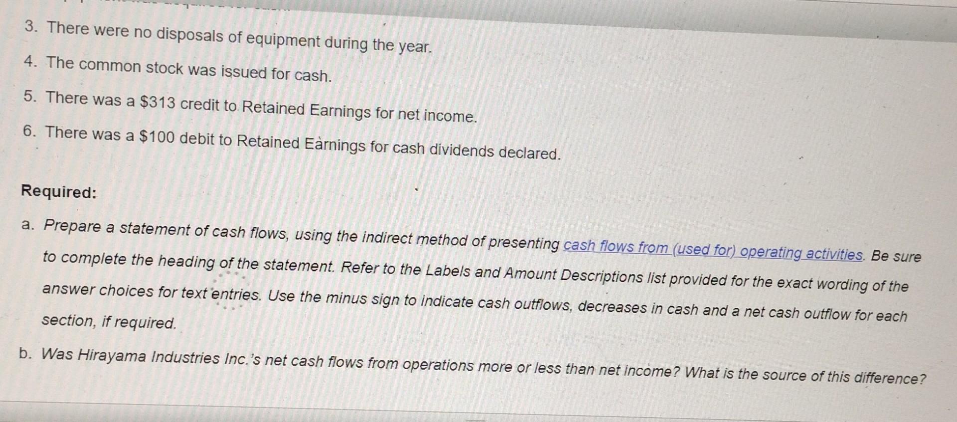 Statement Of Cash Flows Instructions Labels And Amount Descriptions Statement Of Cash Flows Instructions The Comparative 5