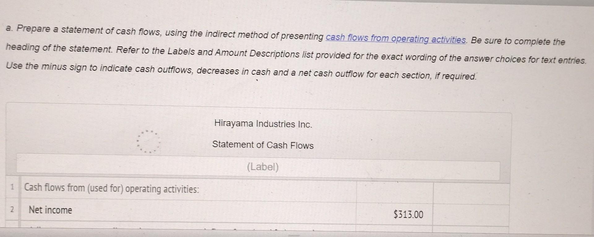 Statement Of Cash Flows Instructions Labels And Amount Descriptions Statement Of Cash Flows Instructions The Comparative 9