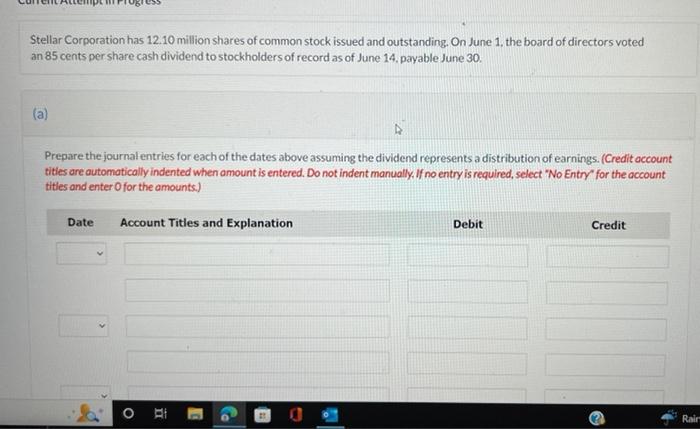 Stellar Corporation Has 12 10 Million Shares Of Common Stock Issued And Outstanding On June 1 The Board Of Directors V 1