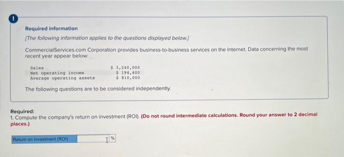 Required Information The Following Information Applies To The Questions Displayed Below Commercial Services Com Co 1