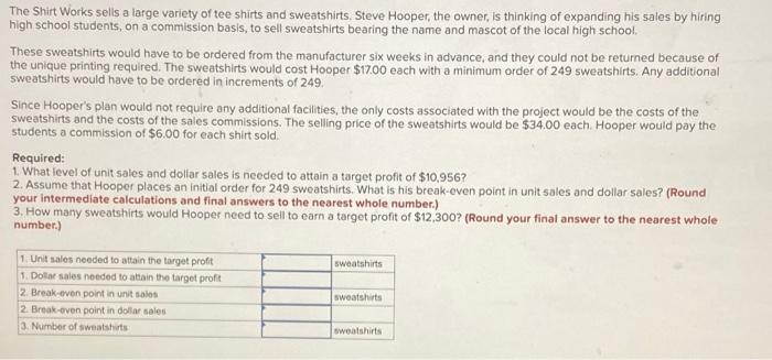 The Shirt Works Sells A Large Variety Of Tee Shirts And Sweatshirts Steve Hooper The Owner Is Thinking Of Expanding H 1