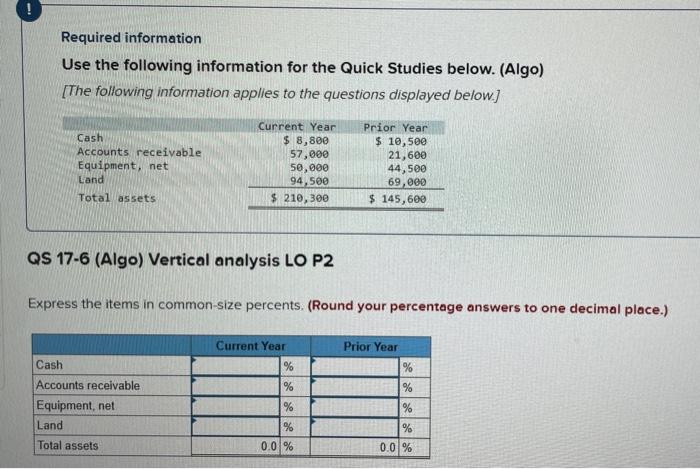Required Information Use The Following Information For The Quick Studies Below Algo The Following Information Applie 1