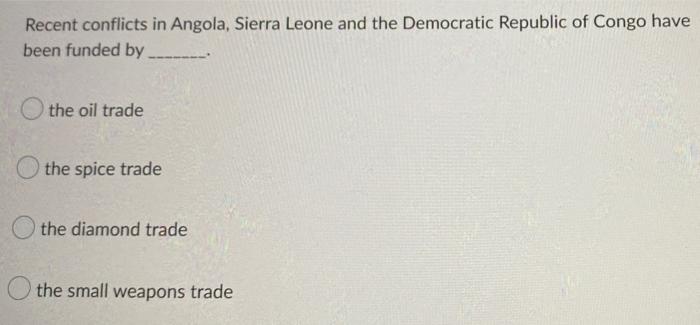 Recent Conflicts In Angola Sierra Leone And The Democratic Republic Of Congo Have Been Funded By The Oil Trade The Spic 1