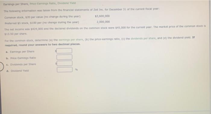 Farings Per Share Prices Ended The Following Intormation Was Taken From The Fact Statements Of All Inc For December 31 1